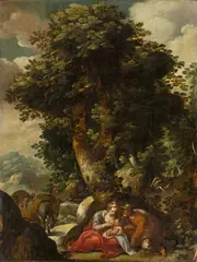 Jan Nagel, Ruhe auf der Flucht nach Ägypten, 1590, Öl auf Eichenholz