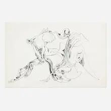 Kurt Seligmann, Untitled (Surrealist Study of Dancing Figures), 1952, ink on paper