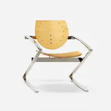 Paul Tuttle, Z Chair, 1995, birch plywood, chrome-plated steel
