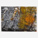 John Sonsini, Triple Figure with Sun, 1982, acrylic on paper