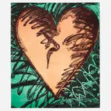 Rancho Woodcut Heart by Jim Dine, 1982, woodcut in colors on BFK Rives, offered Apr 2022