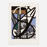 Roy Lichtenstein, Illustration for "Une Fenêtre Ouverte sur Chicago" (from La Nouvelle Chute de l’Amérique series), 1992, etching and aquatint in colors on Japanese nacré
