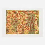 A. R. Penck, Stones & Shadows (from the Expedition to the Holyland portfolio), 1983, lithograph in colors