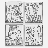 Keith Haring, Four works from the Lucio Amelio Suite, 1983, lithograph