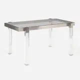 Metric Line dining table by Charles Hollis Jones, 1965, Lucite, chrome-plated steel, offered Mar 2022