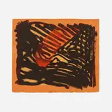 Howard Hodgkin, Red Eye, 1981, lithograph with gouache hand coloring on buff Vélin Arches mold-made paper