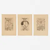 Victor Brauner, Lilith; Azoth; Raziel (three works from Le Char triomphal de l'Antimoine), 1949, etching and aquatint
