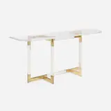 Metric Line console table by Charles Hollis Jones, 1965, brass, acrylic, offered Dec 2021