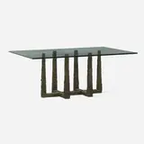 Rare Sculpted Bronze dining table by Paul Evans, 1973, bronzed resin over steel, glass, sold Sep 2022