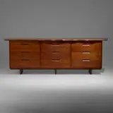 Triple Chest of Drawers by George Nakashima, 1964, laurel, American black walnut, sold Sep 2022