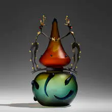 Art Heads by Dan Dailey, 1999, blown glass, gilt brass, cast and patinated bronze, sold Sep 2022
