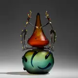 Dan Dailey, Art Heads, 1999, blown glass, gilt brass, cast and patinated bronze