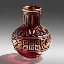 Vase from the Cibola series by Chris Tarpley, c. 2000, blown glass with electroformed copper, sold Sep 2022