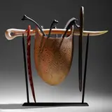 William Morris, Suspended Artifact, 1992, hand-blown glass, hot-sculpted glass, enameled metal