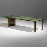 Rare coffee table by Philip and Kelvin Laverne, c. 1965, patinated brass over pewter and wood, sold Sep 2022