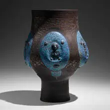Edwin and Mary Scheier, Early and Monumental chalice form, 1966, glazed stoneware
