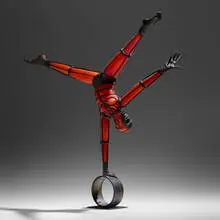 David Bennett, Untitled (Acrobat), c. 2005, hand-blown glass, welded bronze
