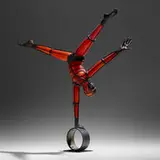 David Bennett, Untitled (Acrobat), c. 2005, hand-blown glass, welded bronze