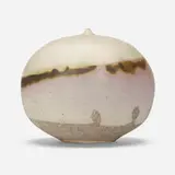 Closed Form by Toshiko Takaezu, c. 1975, glazed porcelain, sold Sep 2022