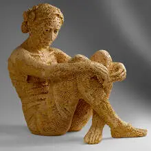 Adrian Arleo, Seated Honeycomb Woman, 2007, glazed earthenware, wax encaustic