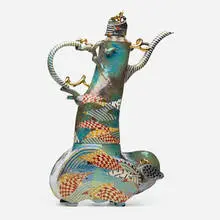 Ralph Bacerra, Tea Pot, 2001, glazed and gilt porcelain