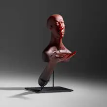 Ross Richmond, Orator #12, 2003, blown and hot-sculpted glass, patinated metal