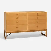 Cabinet by Børge Mogensen, c. 1955, oak, teak, steel, sold Jul 2025