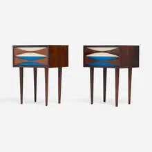 Niels Clausen, Nightstands, pair, c. 1960, rosewood, painted wood