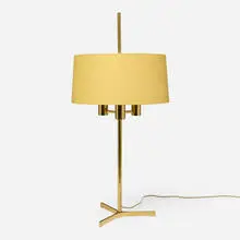 Table lamp by Svend Aage Holm-Sørensen, c. 1955, brass, linen shade, sold Jul 2025