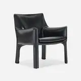 Mario Bellini, Cab lounge chair, model 413, leather over enameled steel, plastic