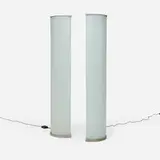 Pirellone floor lamps, pair by Gio Ponti, c. 1967, glass, nickel-plated brass, sold Jun 2025