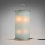 Pirellina table lamp, model 2781 by Gio Ponti, 1967 / 2018, textured glass, brushed aluminum, plastic, sold Jun 2025