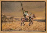 Der trutzige Reiter by Heinrich Zille, 1906, Pastell auf brauner Pappe, sold Nov 2010