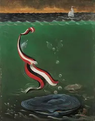 Franz Radziwill, Es ist etwas ins Wasser gefallen, 1950, Öl auf Leinwand, auf Holz, im Künstlerrahmen
