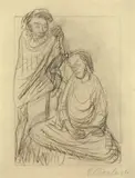 Ernst Barlach, Versenkung, Kohle und Bleistift auf festem Papier (aus einem Skizzenblock)