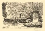 Max Liebermann, Bedienerin im Garten von Wannsee, 1925, Lithographie auf faserigem Papier