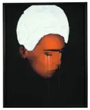 Daniele Buetti, Red Claudia Crying, 2010, Öl auf C-Print im Leuchtkasten