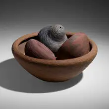 Richard Zane Smith, Still Life Bowl, 1994, polychromed coiled earthenware, sand