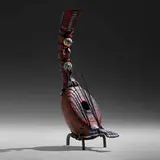 Davide Salvadore, Spingarpa Maquette, c. 2010, hand-blown glass, inciso and battuto surface, leather string, patinated metal