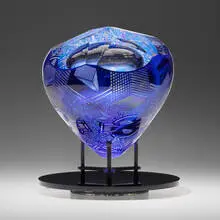 David Schwarz, ZABS 7-11-06 Blue from the Z-Axis series, 2006, hand-blown, cut, incised, and painted glass