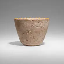 Bowl by Glen Lukens, c. 1940, partially glazed ceramic, sold Sep 2022