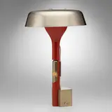 Angelo Lelii, Table lamp, c. 1962, stainless steel, enameled aluminum, acrylic