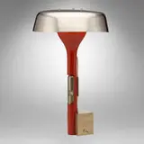 Angelo Lelii, Table lamp, c. 1962, stainless steel, enameled aluminum, acrylic