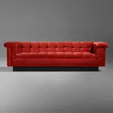 Sofa, model 5407 by Edward Wormley, 1954, velvet upholstery, mahogany, sold Sep 2022