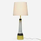 attribution Ettore Sottsass, Table lamp, c. 1957, glazed stoneware, brass