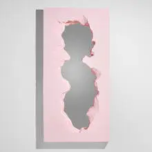Snarkitecture, Broken Mirror (Pink), 2021, lacquered polyurethane, mirrored glass