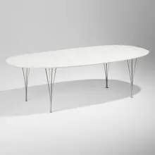 Fritz Hansen, Superellipse dining table, c. 2020, lacquered wood, chrome-plated steel