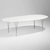 Fritz Hansen, Superellipse dining table, c. 2020, lacquered wood, chrome-plated steel