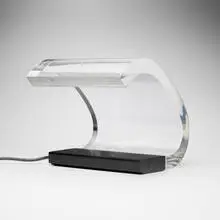 Acrilica table lamp by Joe Colombo, 1962, Perspex, enameled aluminum, sold Jun 2025