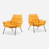 Giampiero Vitelli, Suzy armchairs, pair, c. 1955, upholstery, lacquered steel